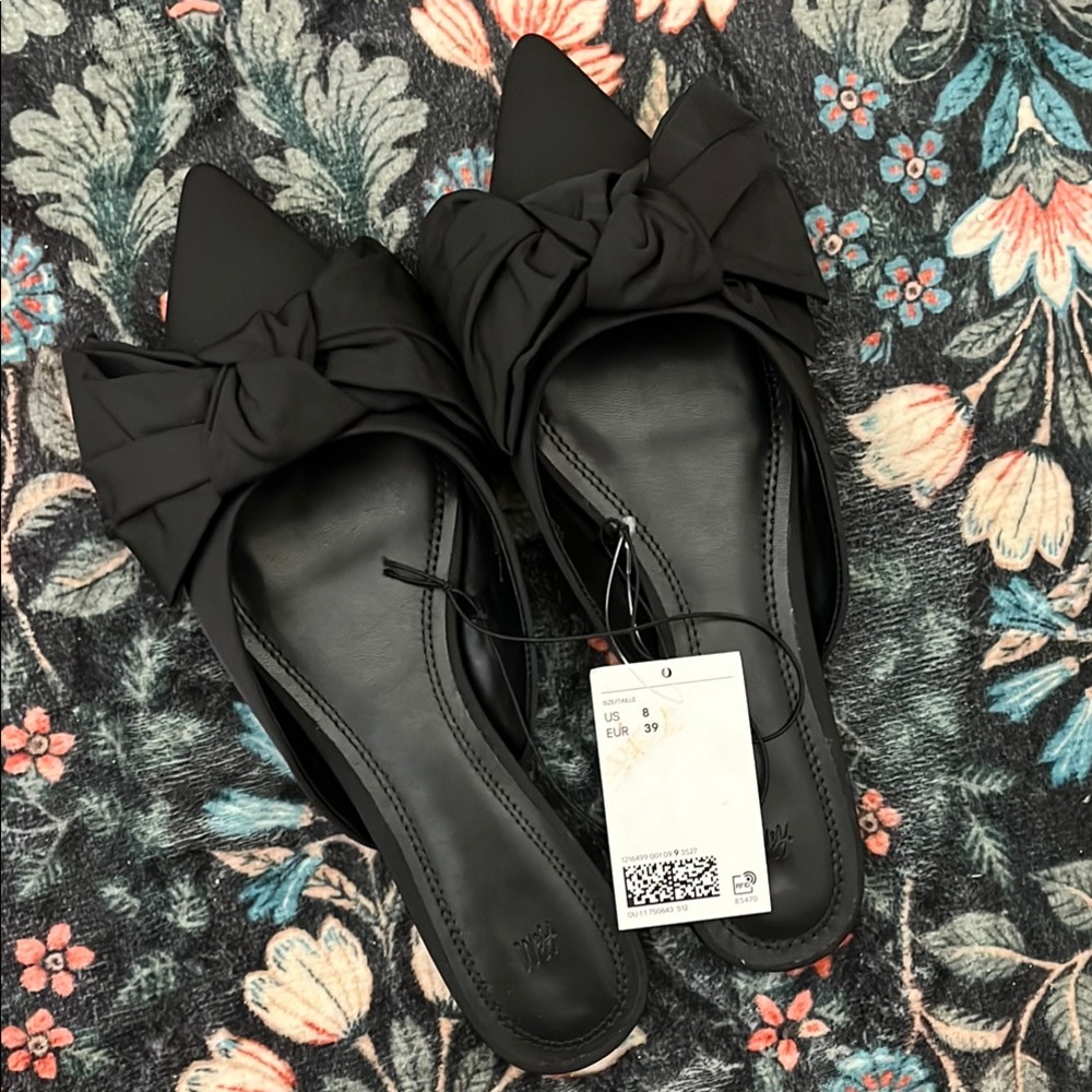 H&M black bow slides NWT sz 8 / 39